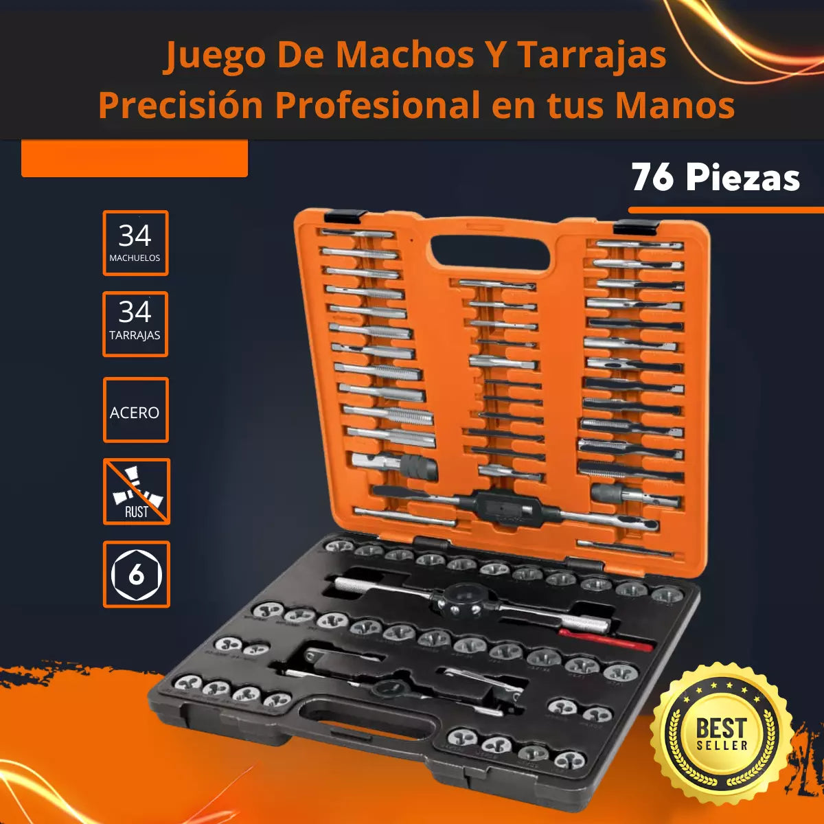 Kit Roscado Profesional con Estuche 76 Piezas